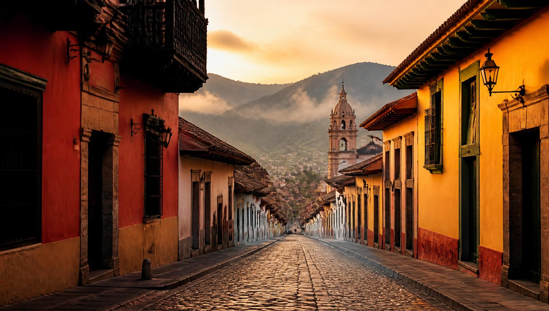 Calle colonial de La Candelaria en Bogotá
